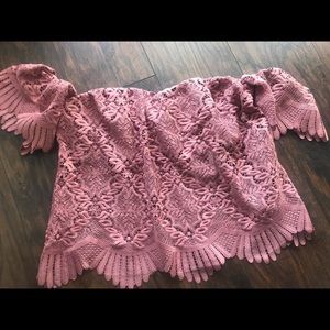 Lovers + Friends Off-the-shoulder mauve top